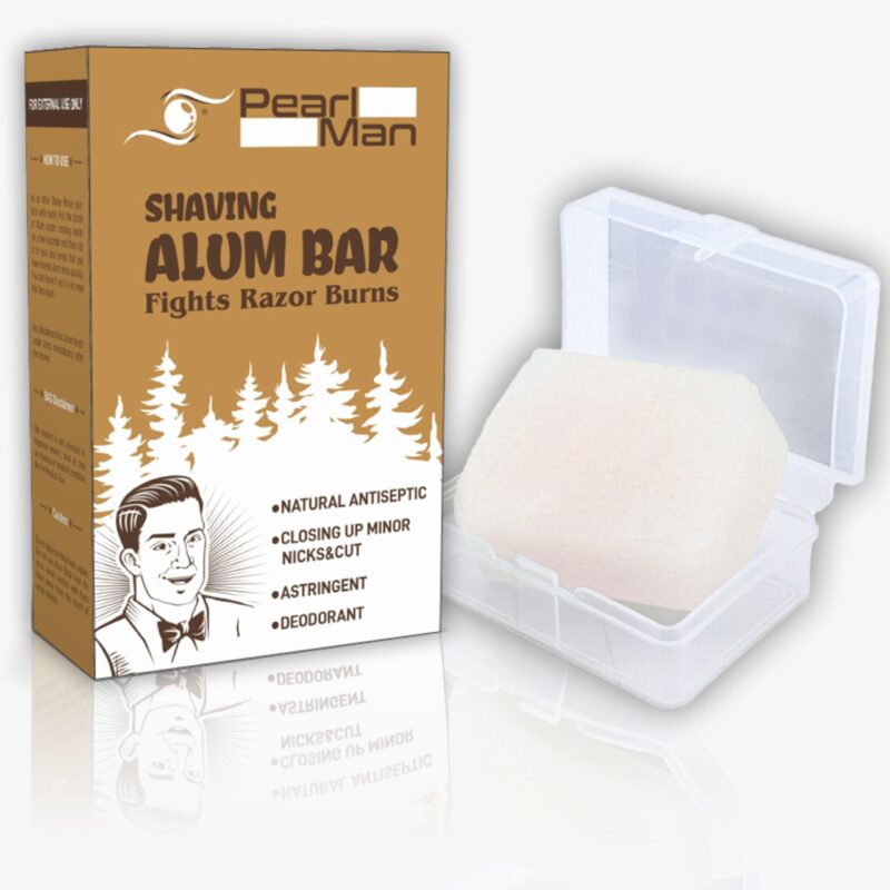 Pearl Shaving Alum Bar (Fitkari) with travel case - 100g 100% Pure Natural Phitkari Stone Bar for water purification, Skin Tightening, Underarm Deodrant| Gentle,Effective & Natural After Shave Lotion alternative| Chemical-Free Shaving Kit Aid, | Valentine