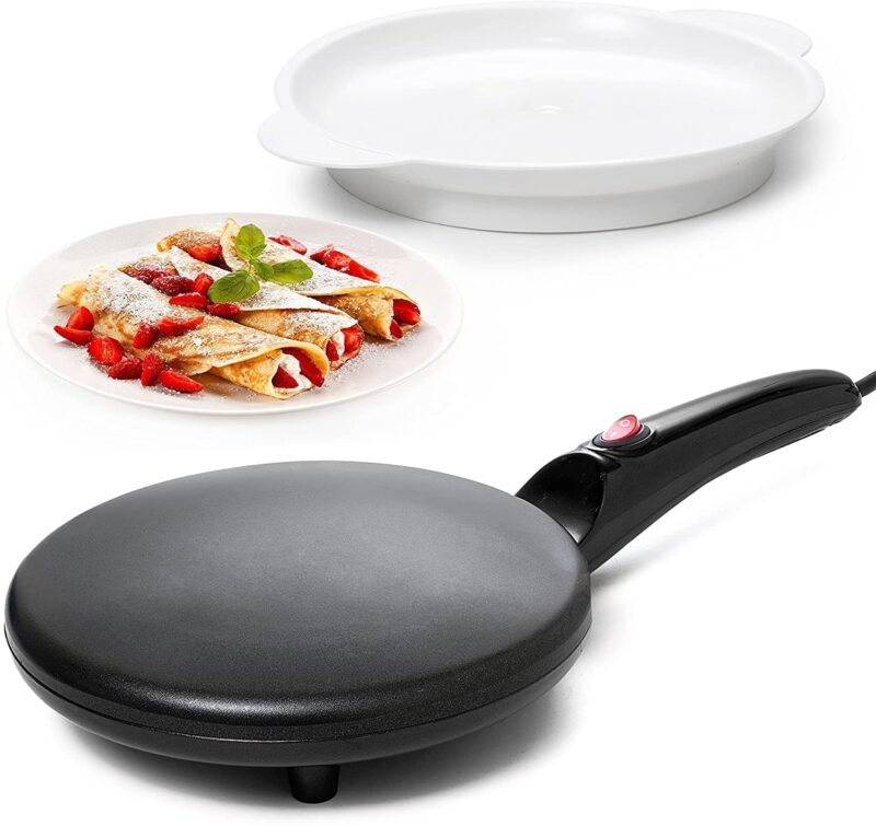 BIRZAR Nonstick Electric Griddle & Crepe Maker | Multi-Purpose Dosa, Pancake, Chapati, and Pizza Maker | Auto Power Off | Lightweight & Portable Design for Home & Outdoor Use