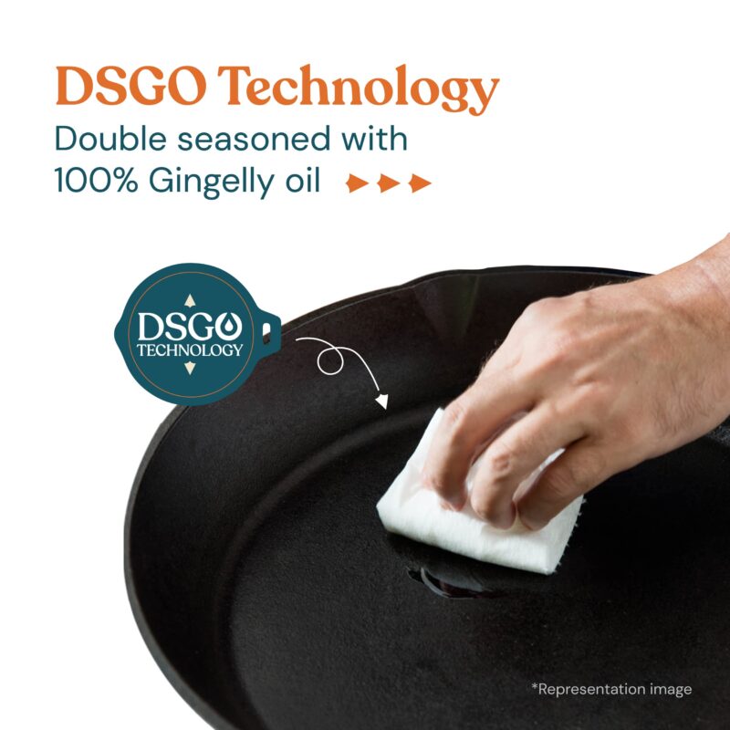 Bhagya Cast Iron Cookware Bhagya Cast Iron Paniyaram Pan/Unniyappam Chatty/Paddu Maker/Appam Pan Pre-Seasoned | Naturally Non-Sticky Cookware | Non Toxic - 9 Holes, Large - Image 9