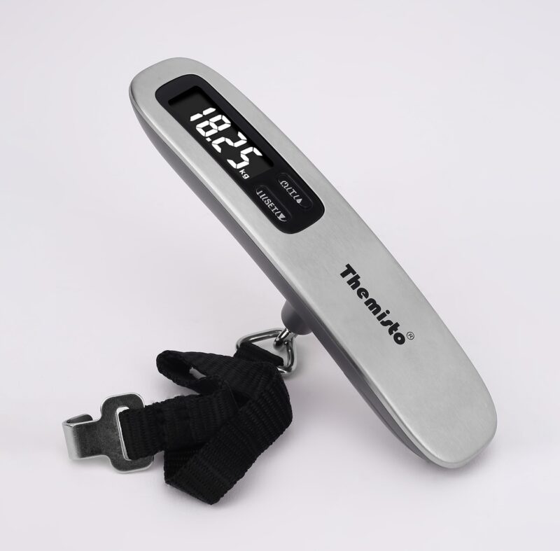 Themisto TH-WS10 Digital Luggage Scale with Target Value Setting (50kg), Silver