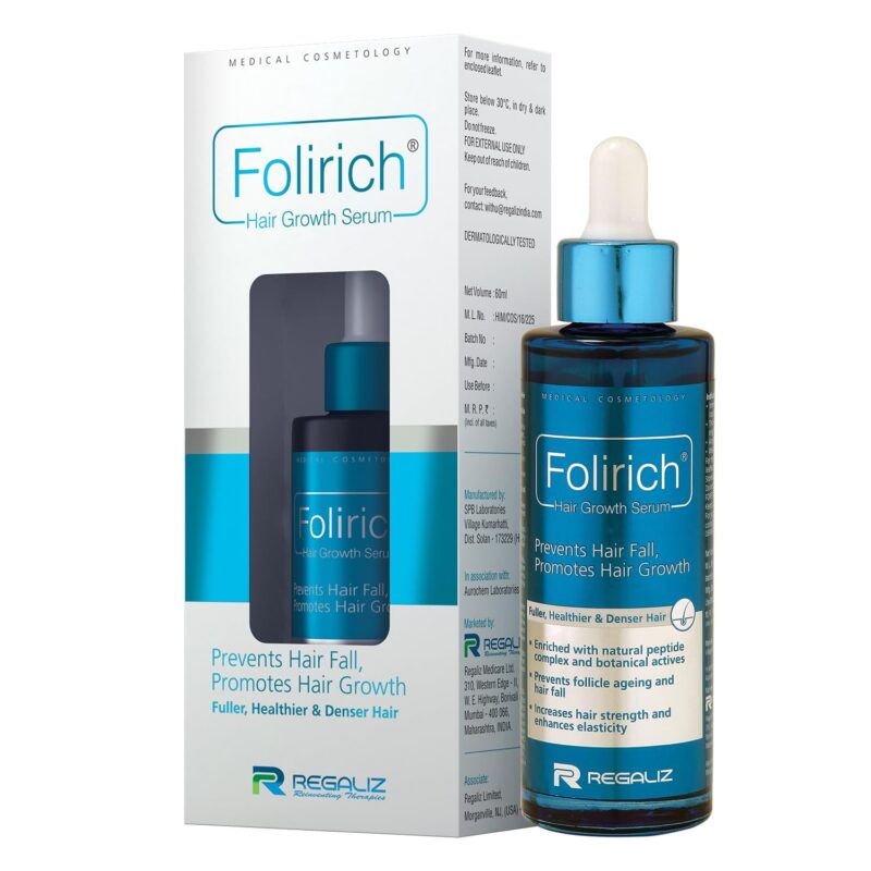 Folirich Hair Growth Serum | Promotes Fuller, Thicker, and Healthier Hair | Reduces Hair Fall and Strengthens Hair | Suitable for Men and Women | 60ml