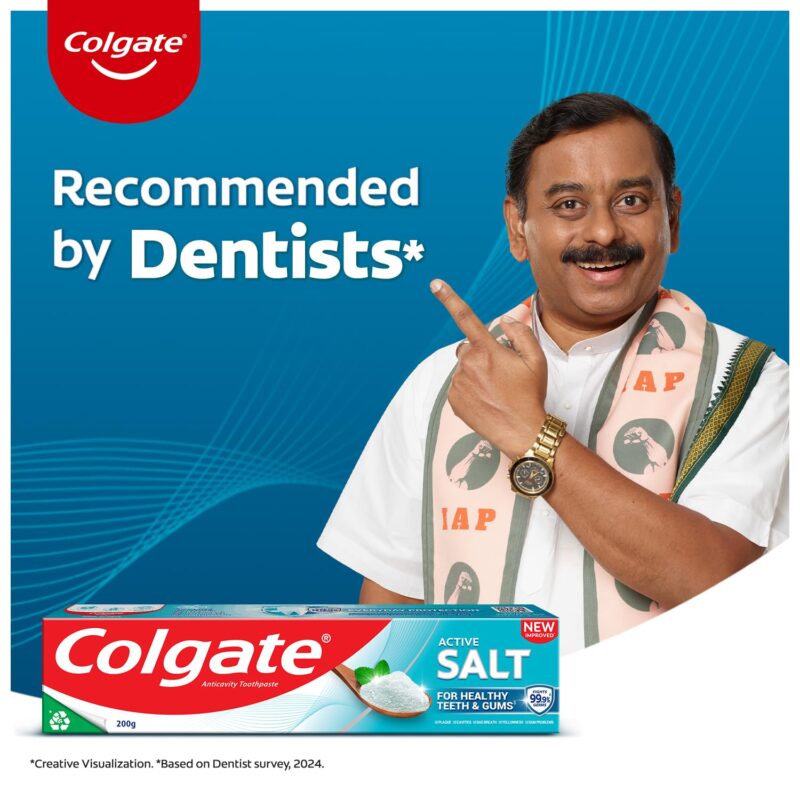 Colgate Active Salt Toothpaste, Daily Germ Protection, Combo Pack of 200g+100g, Toothpaste with Salt and Mint, Healthy Gums & Teeth, Tooth paste that Fights Germs & Provides Fresh Breath - Image 4