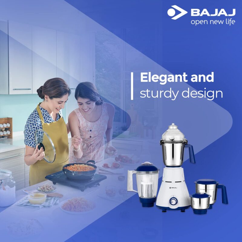 Bajaj Rex Mixer Grinder 750W|4 Mixer Jars|Mixie for Kitchen with Nutri-Pro Feature|Titan Motor-Heavy Duty Grinding|Adjustable Speed Control|Multifunctional Blade System|1 Yr Warranty By Bajaj|White - Image 11