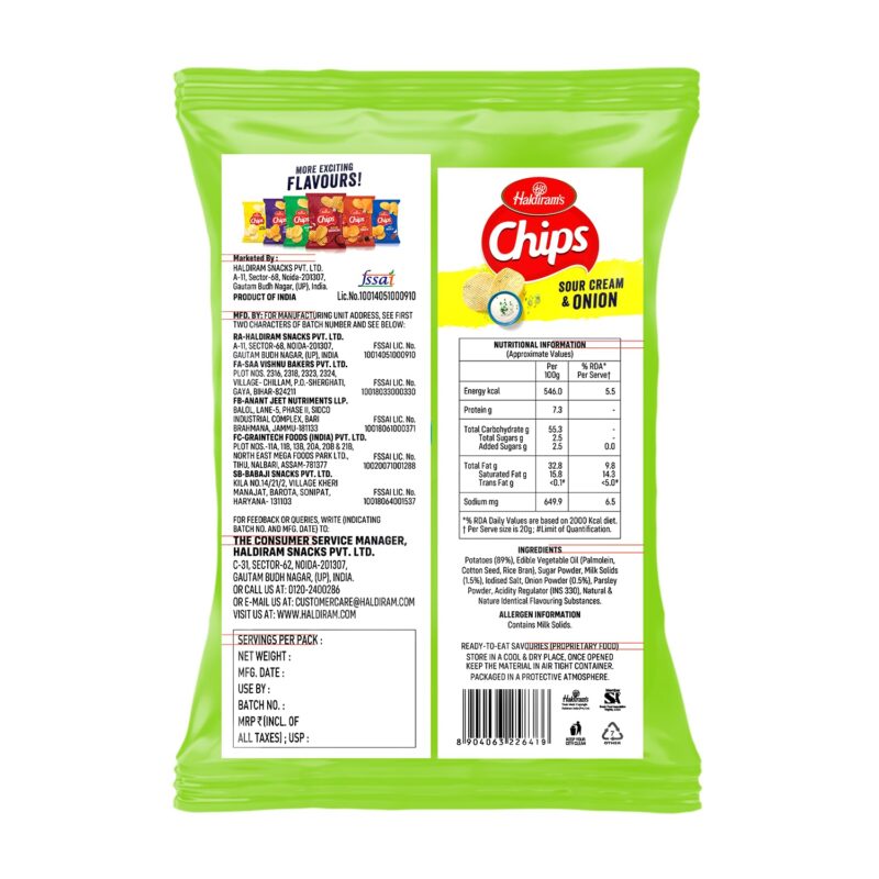 25x Haldiram's Sour Cream N Onion Flavour - 90g - Pack of 25 - Image 5