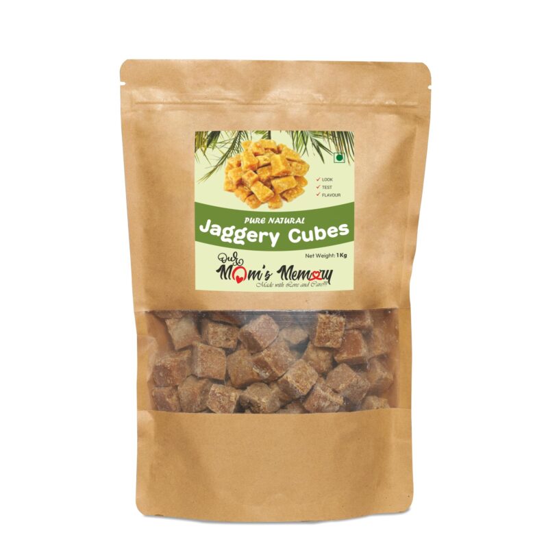 Our Mom's Memory 100% Pure Natural Jaggery Cubes, Pure, Natural, No Preservatives Added, Jaggery Cube, Gud Jaggery, Desi Jaggery (Gur, Gud) (1000 Gram)