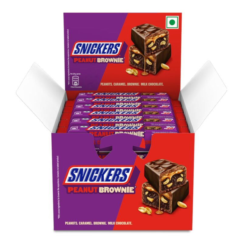 Snickers Peanut Brownie Chocolate Stick |Filled with Brownie, Peanuts & Caramel |Rich & Chewy Chocolate Bar 24g (Pack of 24) | 576gm