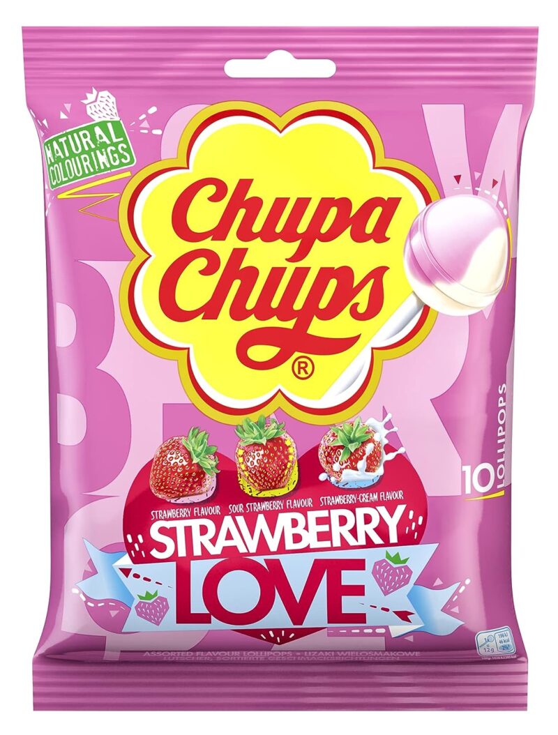 Chupa Chups Strawberry Love Flavor 10 Lollipops - 120g