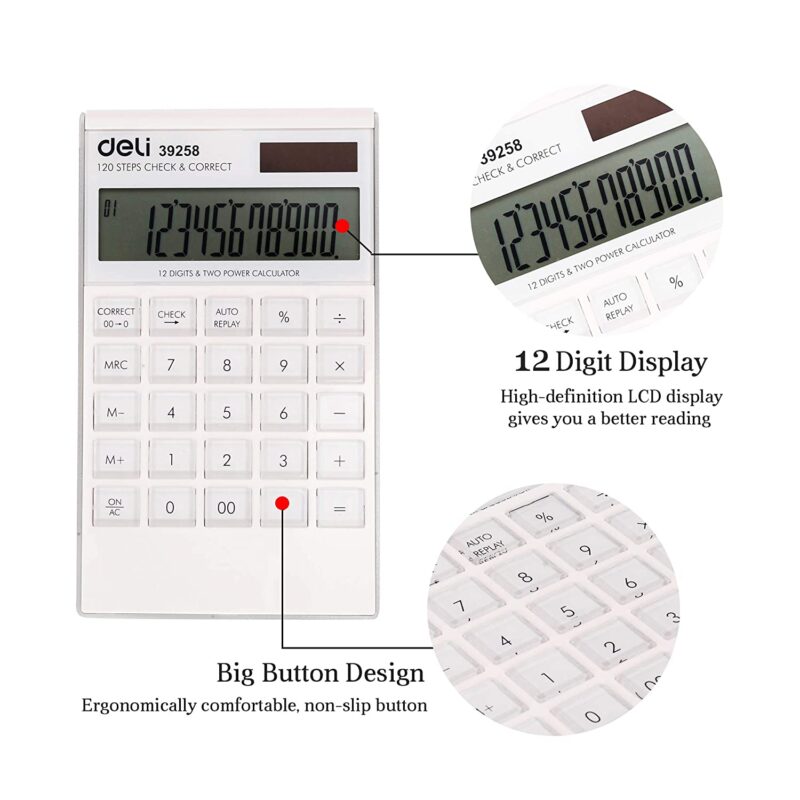 DELI W39258 12 - DGT 120 CHK CALC WHT - Color May Vary