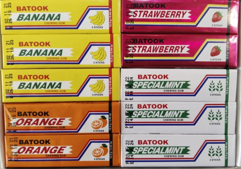 Batook Chewing Gum Variety Pack of Mix Flavours 5 Orange,5 Special Mint,5 Strawberry,5 Banana (20 X 12.5g), 250g - Image 4