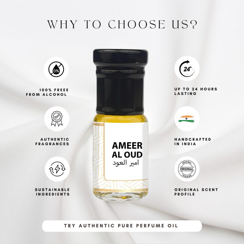 Authentic Ameer Al Oud Attar | 100% concentrated oil | Alcohol Free | Handcrafted with Ancient Technique | 24hr+ lasting Fragrance | For both men & women - Image 3