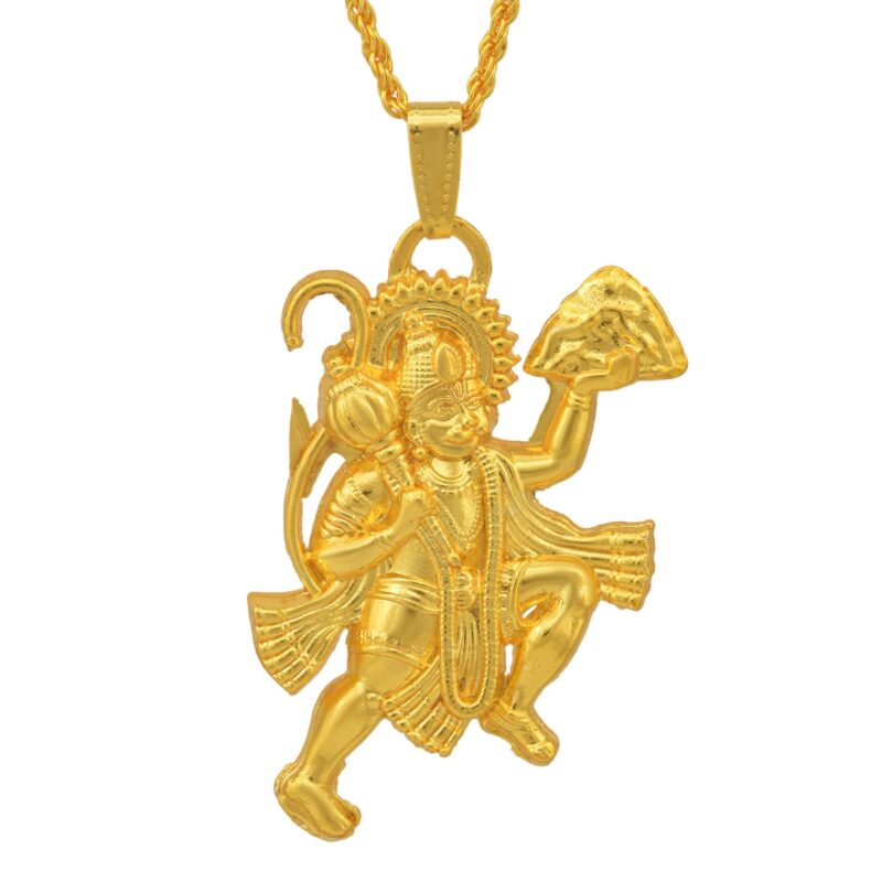 Memoir Gold plated flying Bajrang Bali Hanuman pendant Hindu God temple jewelery Women