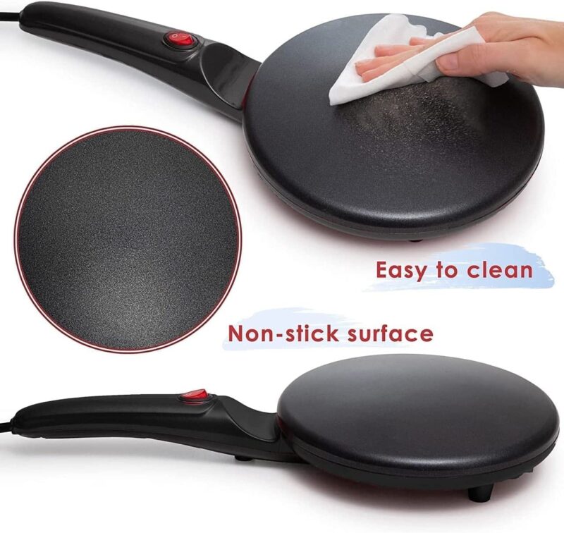 Ameedarshan Electric Crepe Maker Dosa Maker Auto Power Off|Portable Crepe Maker With Non-Stick Dipping Plate And Egg Whisk|Easy To Use For Pancakes,Chapati,Chilla,Dosa,Egg Beater ,Black,600W - Image 4