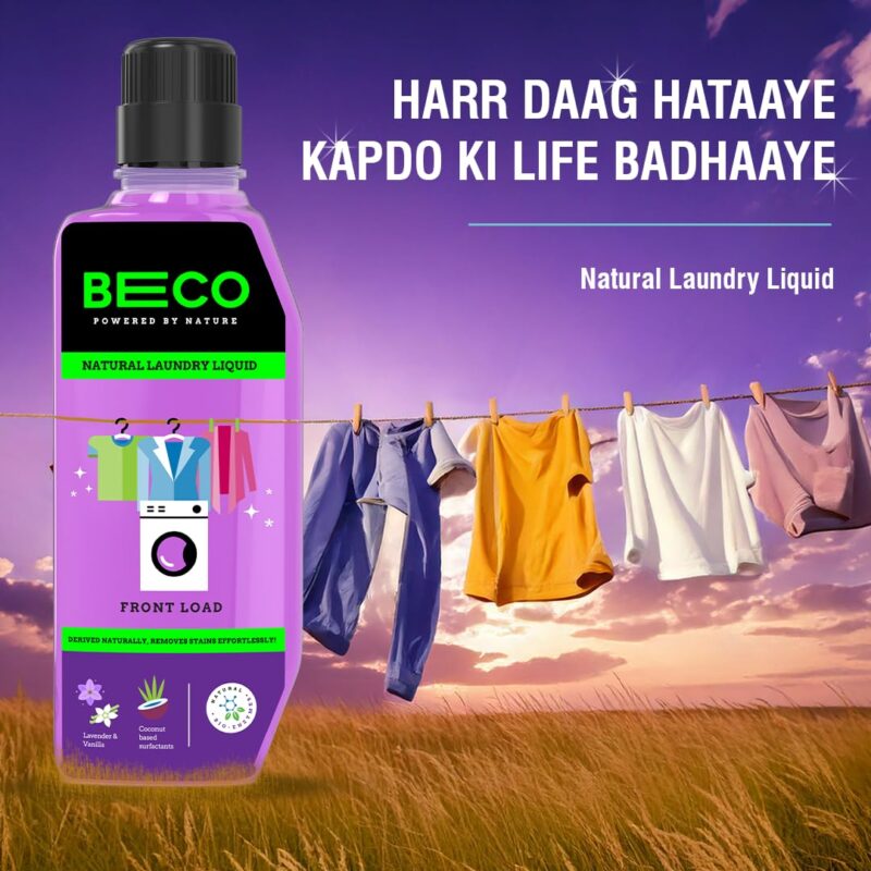 Beco Matic-Front Load Natural Laundry Liquid Detergent| 2 Litre Super Value Refill | Natural Formula for Tough Stain Removal & Fabric Care | No Harsh Chemicals | 100% Ecofriendly - Image 3