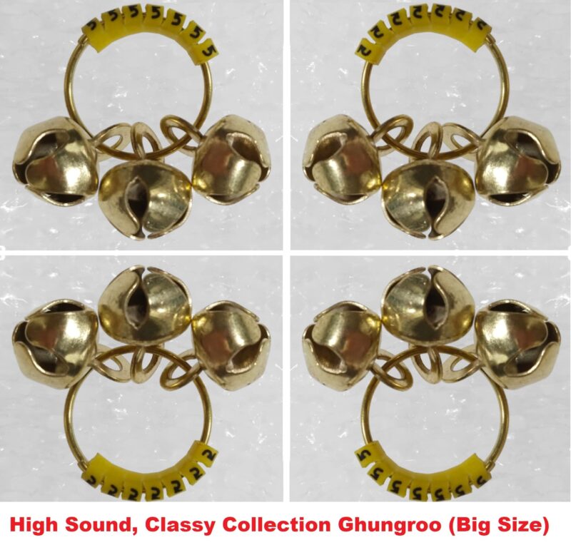 (Big Size, High Sound) Classy Looks Ghungroo Bells Finger Clapping Ring Yellow Kadi (Non Brass) Home Temple Pooja Aarti Bhajan Ganapati Ganesh Navratri Festivals Musical Gifting Goddess Chiming (10) - Image 3