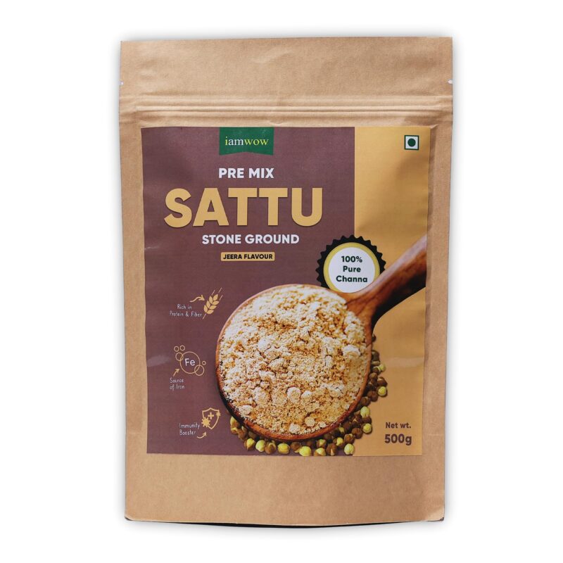SATTU PREMIX - Jeera Flavour | Best Grade Channa | 100% Natural and Gluten Free | Sattu Drink Powder 500g | Healthy Drink | IMWOW