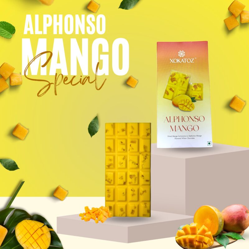 XOKATOZ Exotic Premium Chocolate - 1 Alphonso Mango Flavoured White Chocolate Bar - Gift Set - Pack of 1, 75g (75g x 1) - Image 9