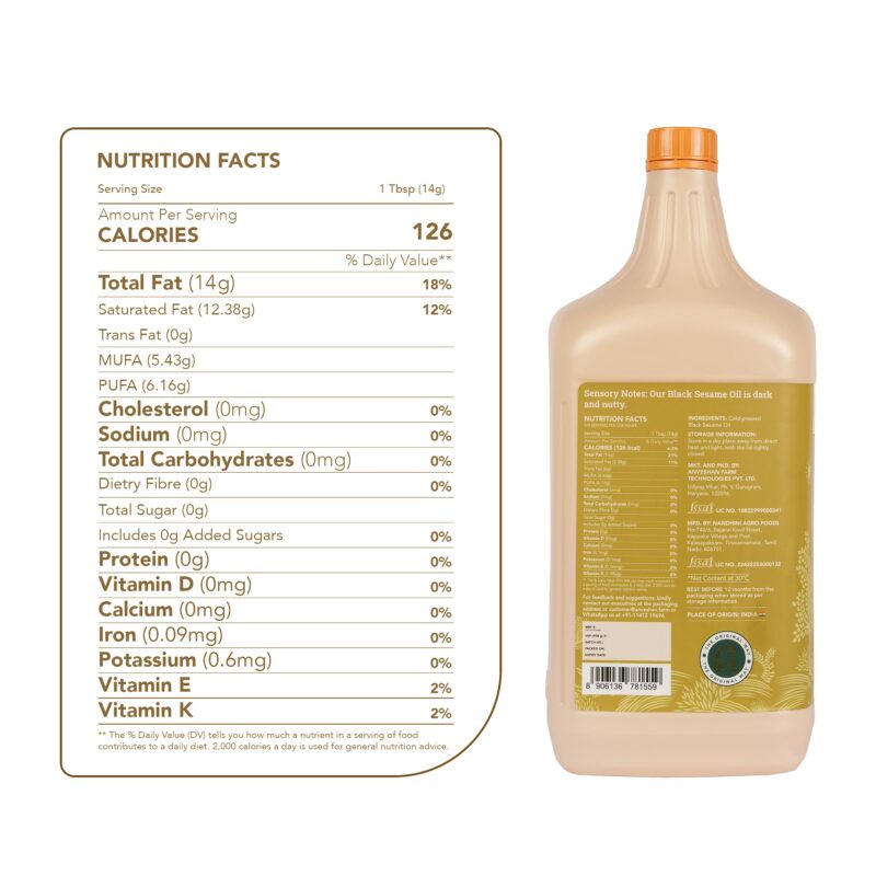 Anveshan Wood Pressed Black Sesame Gingelly Oil 5L | Plastic Can | Kolhu/Kacchi Ghani/Chekku | Gingelly Oil | Natural | Chemical-Free | Cold Pressed Sesame Oil for Cooking - Image 5