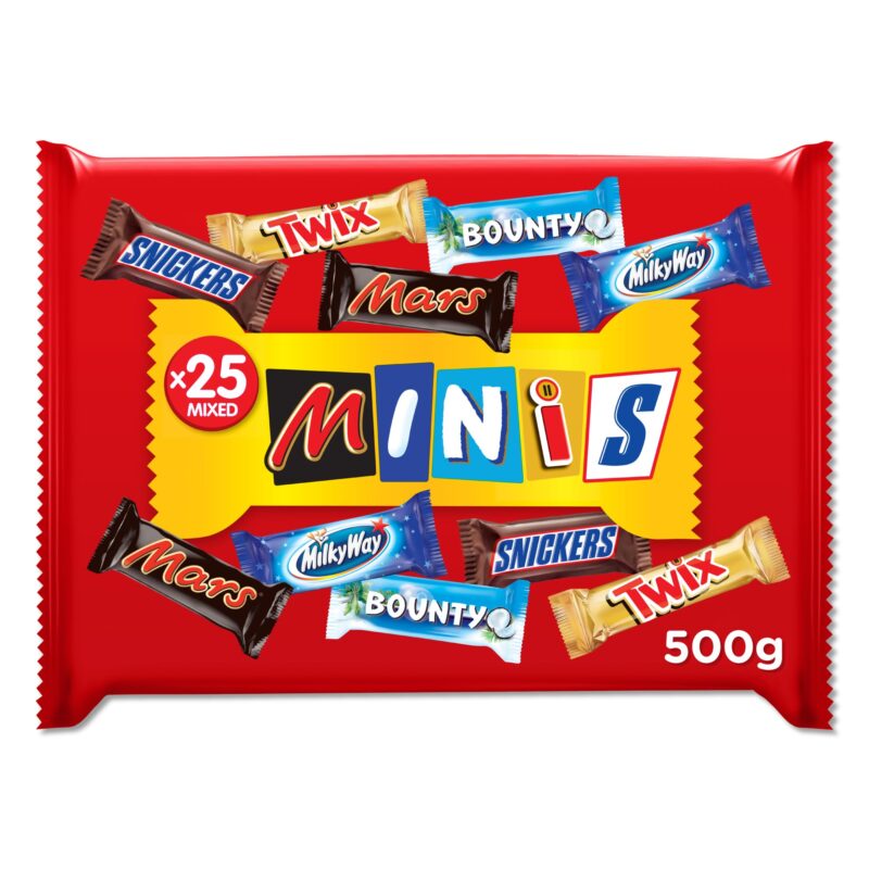 Mars Minis Assorted Chocolate Bar Pouch, 500 Gram, Orange & White