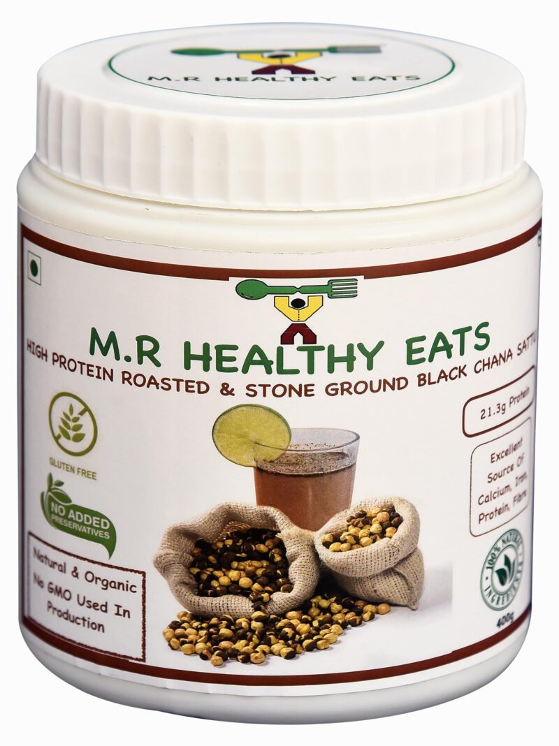 M.R Healthy Eats- High Protein, Roasted & Stone Ground Black Chana Sattu in Food-Grade Container (400g)