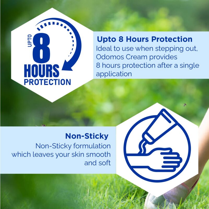 10x Odomos Non-Sticky Mosquito Repellent Cream With Vitamin E & Almond - 100 Gm each - Pack of 10 - Image 6