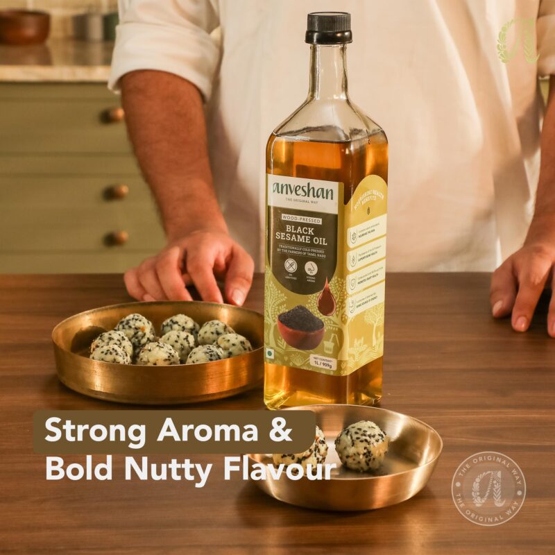 Anveshan Wood Pressed Black Sesame Gingelly Oil 5L | Plastic Can | Kolhu/Kacchi Ghani/Chekku | Gingelly Oil | Natural | Chemical-Free | Cold Pressed Sesame Oil for Cooking - Image 4