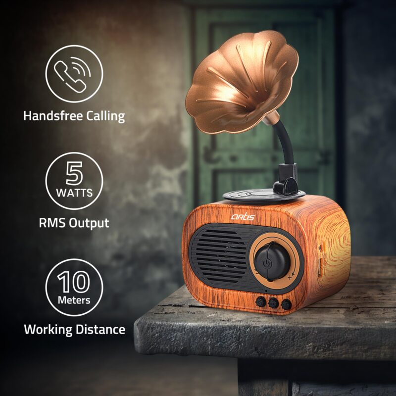 Artis BT12 Classic Retro Wireless BT Speaker with FM/USB/AUX in & Hands Free Calling (5W RMS Output) - Image 7