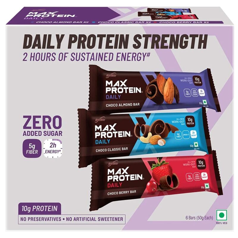 RiteBite Max Protein Daily Assorted 10g Protein Bars (Pack of 6)