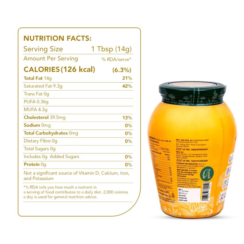 Anveshan A2 Desi Cow Ghee 1 Litre | Traditionally Bilona-Churned, Danedar Ghee | Aromatic| NABL Lab Tested (70+ tests), Cruelty-Free | Grass-Fed | Glass Jar - Image 5