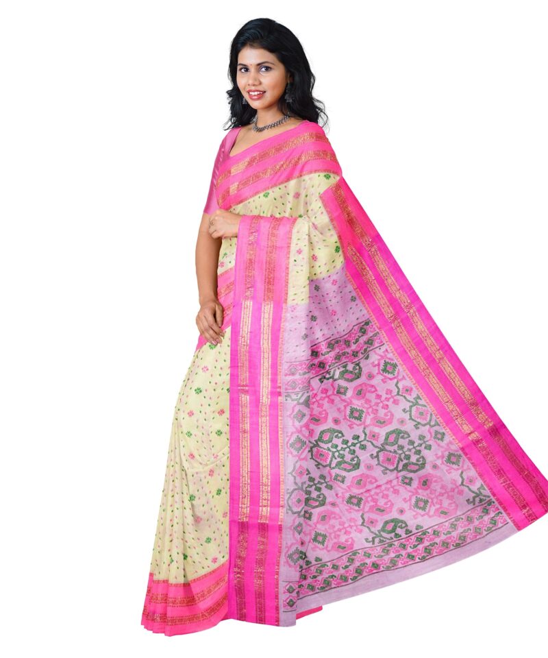 eC ESHA'S COLLECTION Women's Pure Cotton Jamdani Printed Tant Saree Without Blouse Piece (Pink)
