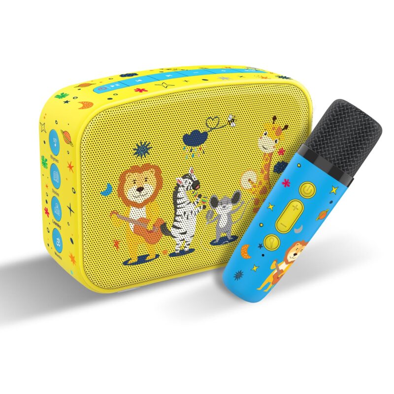Saregama Carvaan Mini Kids with Wireless Mic - 300+ Pre-Loaded Stories, Rhymes, Learnings and Mantras with Rechargeable Battery/Bluetooth/USB/Aux in-Out/Play in Loop - Baby Yellow