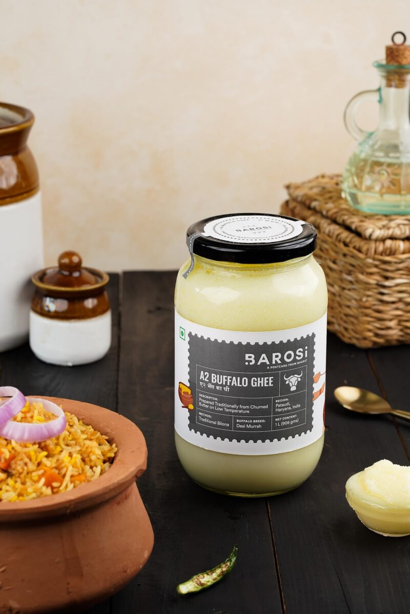 Barosi Premium Buffalo Ghee 1 Litre | Vedic Bilona Method | Churned From Curd | Pure & Natural | Farm Made In Small Batches | Glass Jar Packing - Image 7