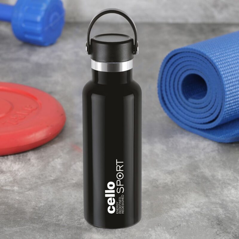 Black|Aqua Bliss Flask, Vacusteel Water Bottle, 600ml / 600ml