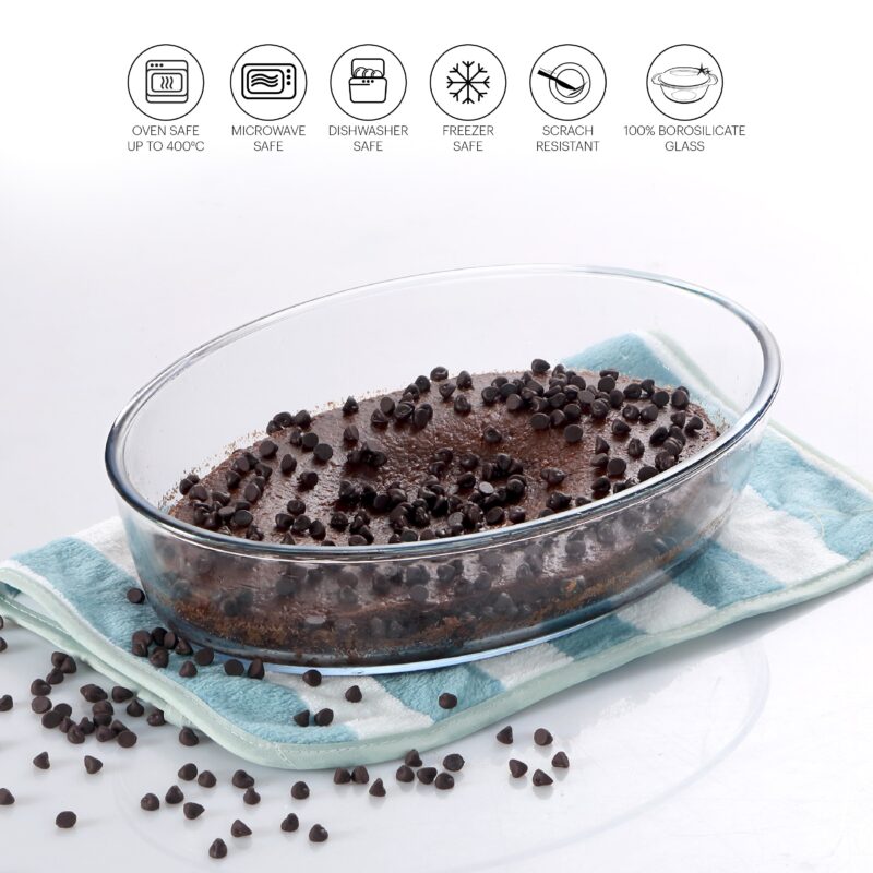 Cosmo Oval Glass Baking Dish, 700ml - Image 3