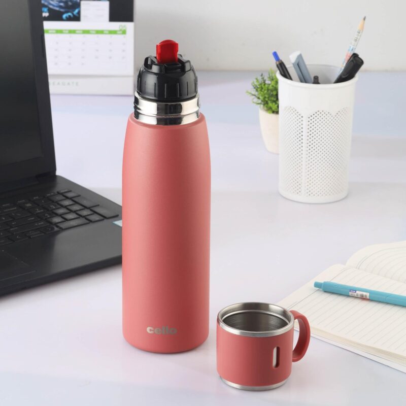 Red|Duro Cup Style Flask, Vacusteel Water Bottle 750ml / 750ml