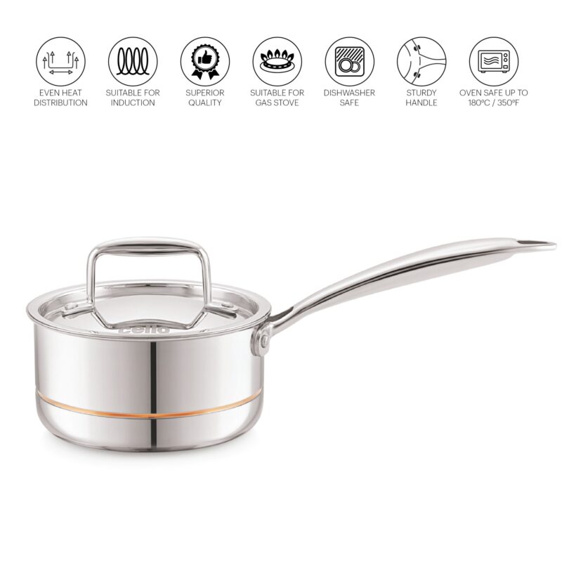 5-Ply Stainless Steel Sauce Pan with Lid - Image 12