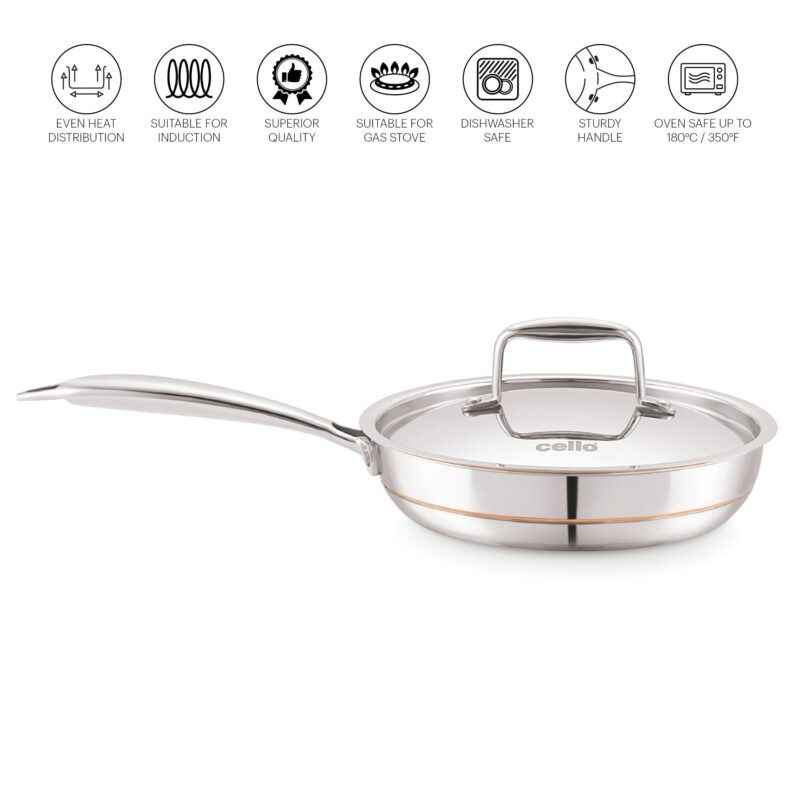 5-Ply Stainless Steel Fry Pan with Lid - Image 5