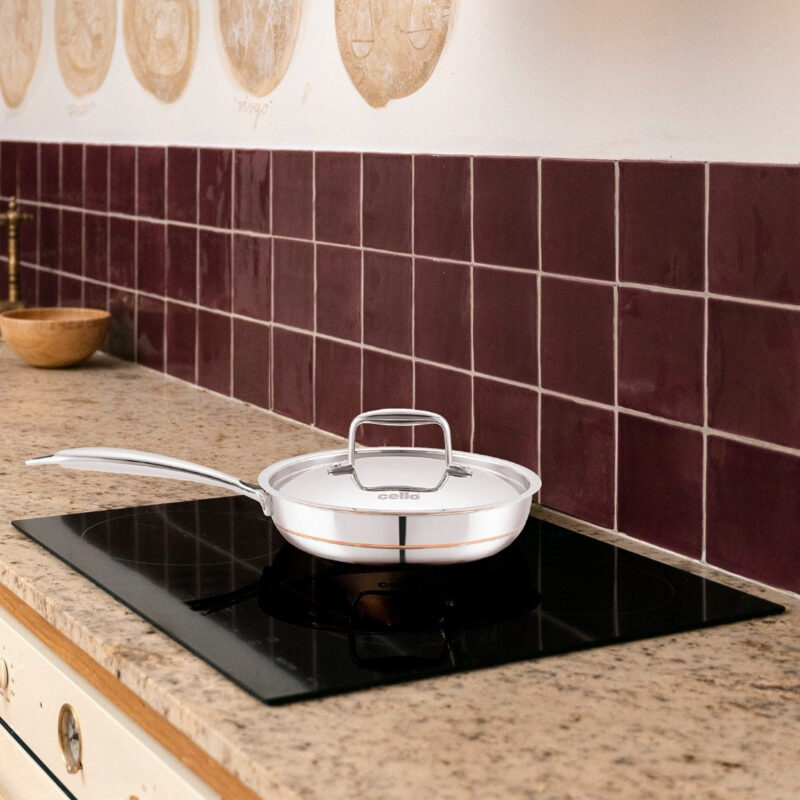 Silver|5-Ply Stainless Steel Fry Pan with Lid / 1.7 Litres