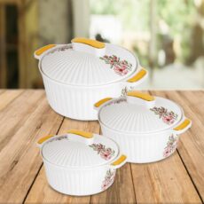 White|Sonet Insulated Casserole, Set of 3 / 500ml+1000ml+1500ml