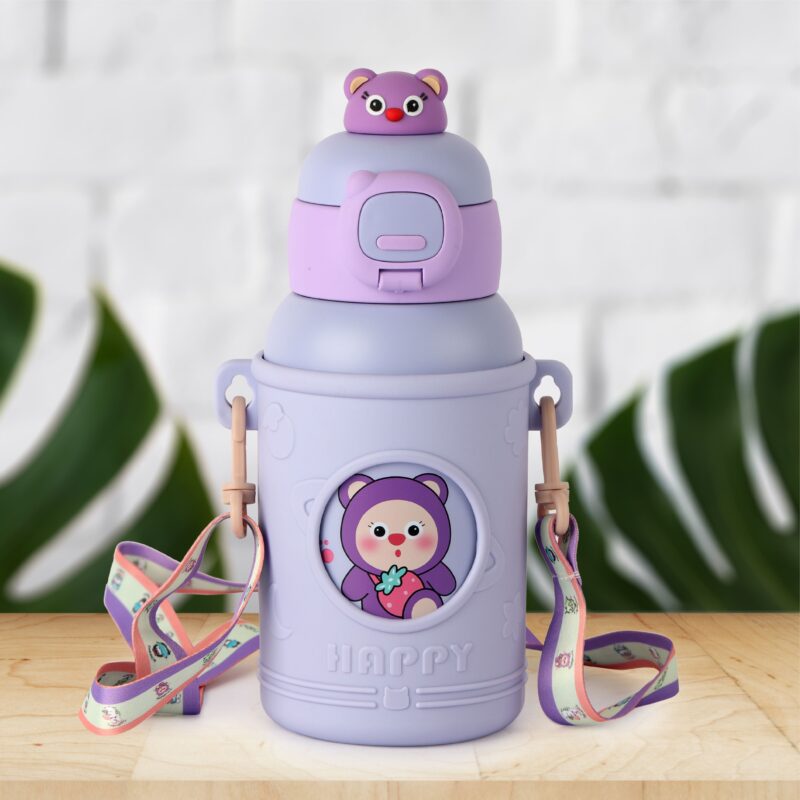 Purple|Babybop Hot & Cold Stainless Steel Kids Water Bottle, 500ml / 500ml