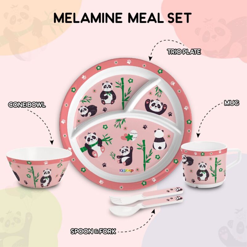 Bamboo Buddies Peach Kids Melamine Meal, Set of 5 - Image 13