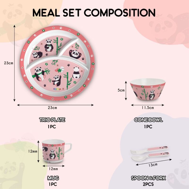 Bamboo Buddies Peach Kids Melamine Meal, Set of 5 - Image 9