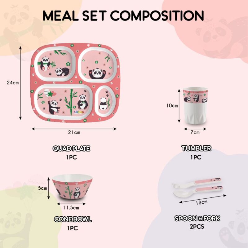 Bamboo Buddies Peach Kids Melamine Meal, Set of 5 - Image 8