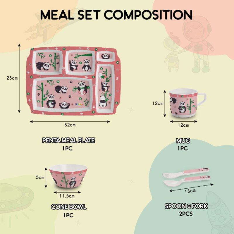 Bamboo Buddies Peach Kids Melamine Meal, Set of 5 - Image 7