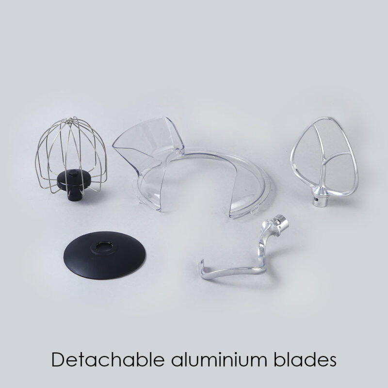 Crimson Edge Die-Cast Metal Kitchen Stand Mixer and Beater with 6 Speed Settings | 1000W Powerful Copper Motor | 5L SS Bowl | Whisking Cone, Mixing Beater, Dough Hook Attachments & Splash Guard | Home Cooks & Professional Bakers | 3 Year Warranty | Black - Image 11