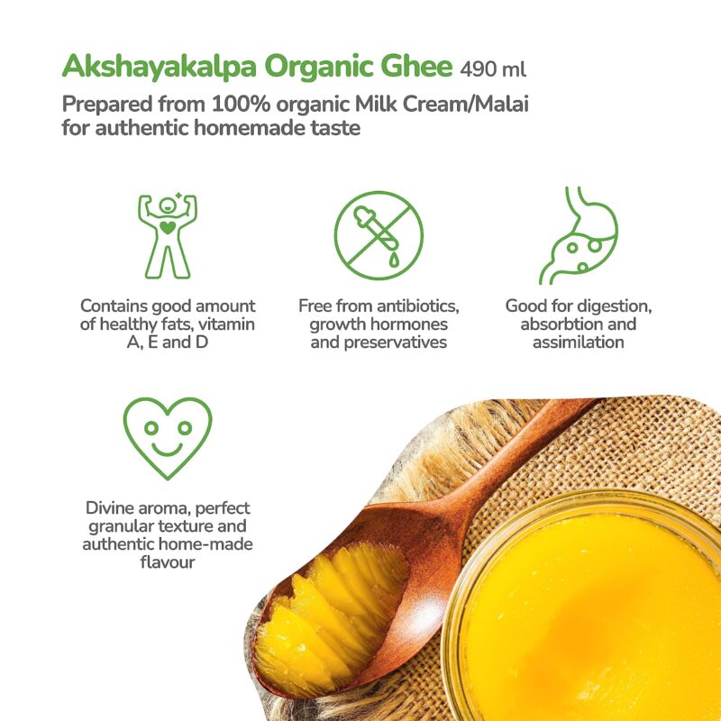 Akshayakalpa Organic Cow Ghee -195 ml – Pure organic ghee, traditionally-churned, chemical-free, granular ghee, nutritious by nature - Image 2