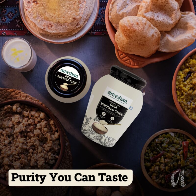 Anveshan A2 Desi Buffalo Ghee 1L | Glass Jar | Bilona Ghee | Grass Fed Buffaloes | Jaffrabadi Buffalo | Gujarat Region | Pure & Natural | Nutritional Powerhouse | Lab-Tested (1L) - Image 3