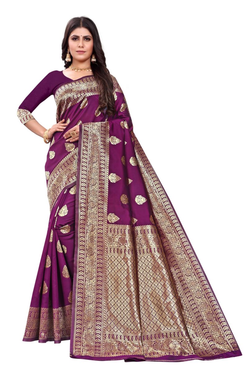 Sugathari Women's Banarasi Saree Pure Kanjivaram Silk Saree Soft new ladies 2023 Design Wear Pattu Sarees Latest Cotton Party Sari collections With Blouse Piece for Wedding sadi (SAM PARI-120 WINE)