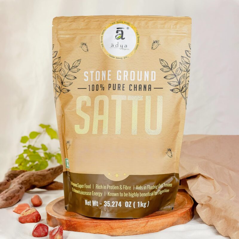 Adya Organics Sattu | 100% Pure & High-Protein Roasted Chana Powder | Chemical-Free & Natural | Perfect for Summer Drinks, Parathas, & Snacks | Healthy & Tasty | 2kg- (Pack of 2) - Image 7