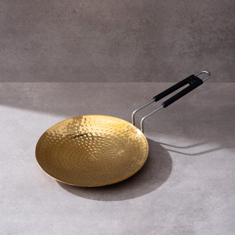 P-TAL Brass Roti Tawa 26cm Teflon Free Non-Toxic Tawa for Roti with PVC Handle Ptal Brass Utensils