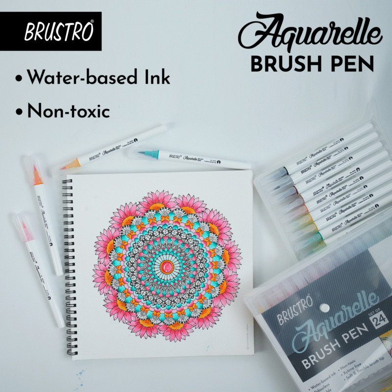 BRUSTRO Aquarelle Brush Pen | Set of 24 | Refillable, Art Markers for Students, Adults, Colouring Pens, Colors, Art Supplies, Paint, Pastel, Doodling, Marker, Drawing, Calligraphy - Image 2